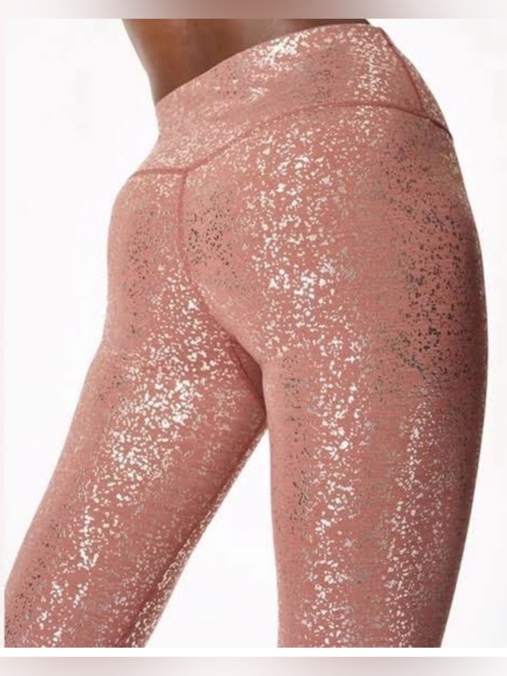 Sweaty Betty All Day Foil 7/8 Leggings Vintage Rose Silver Metallic Size Small - Picture 2 of 7